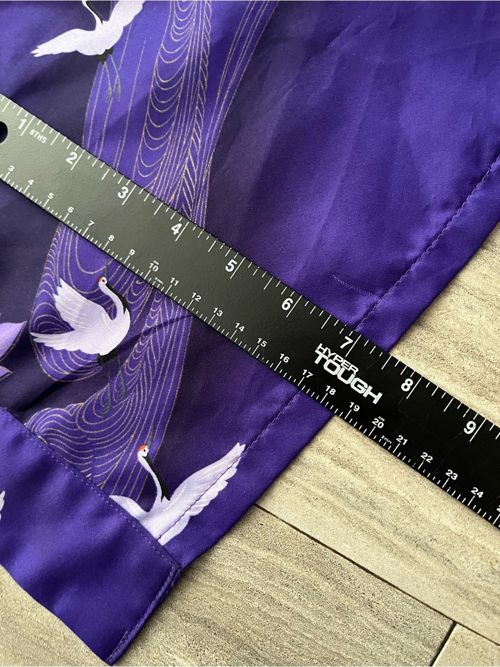 Japanese White Crane Kimono Purple Robe Japan Vintage One Sz Textile Label Belt - Picture 8 of 8